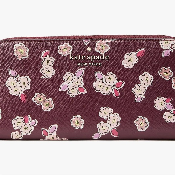 Kate Spade New York Tinsel Boxed Large Continental Wallet Deep Berry Multi - Picture 5 of 5